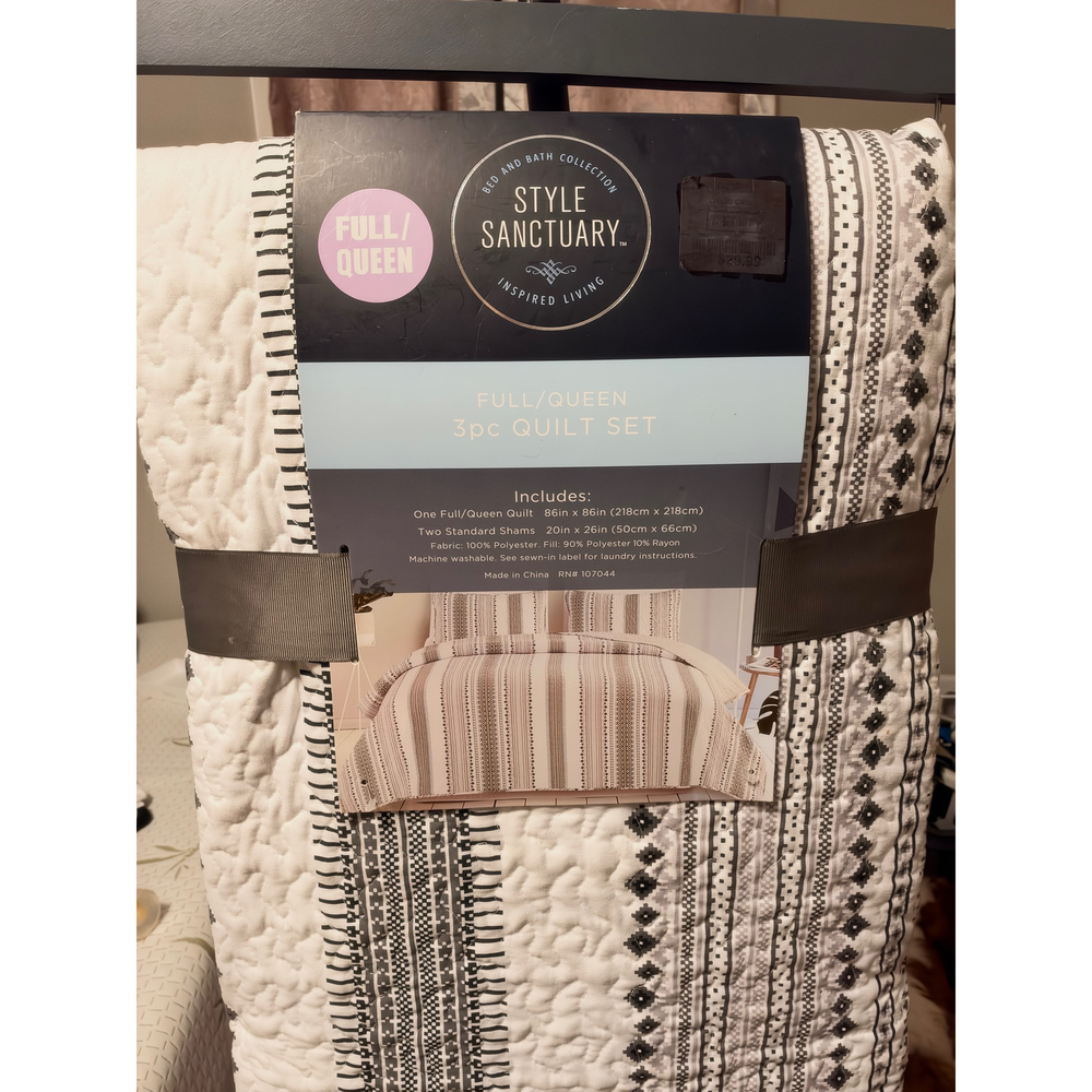 HORIMOTEHOME HORIMOTE HOME Boho Style Beige Twin Quilt Set with Tassle, Soft and - Picture 2 of 7
